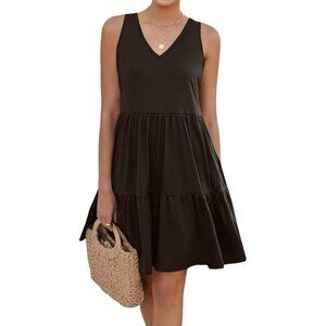 Eayouko Womens Summer Dresses V Neck Tank Tiered Flowy Mini A Line Casual Med